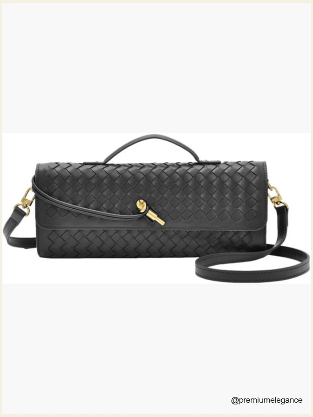 Woven Vegan Leather Shoulder Bag 3-in-1 Clutch Crossbody Handbag
